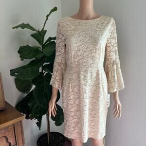 Vintage Jody California Cream Lace Bell Sleeve Dress NWT Made in USA